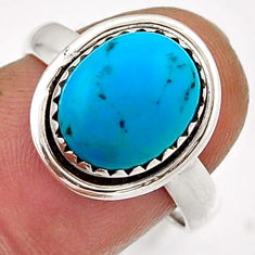 925 silver 5.10cts solitaire natural blue  turquoise ring size 7.5 n19559