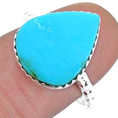 925 silver 6.13cts solitaire natural blue kingman turquoise ring size 8 u80174