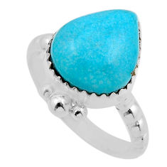 925 silver 7.04cts solitaire natural blue  turquoise ring size 8.5 y88578