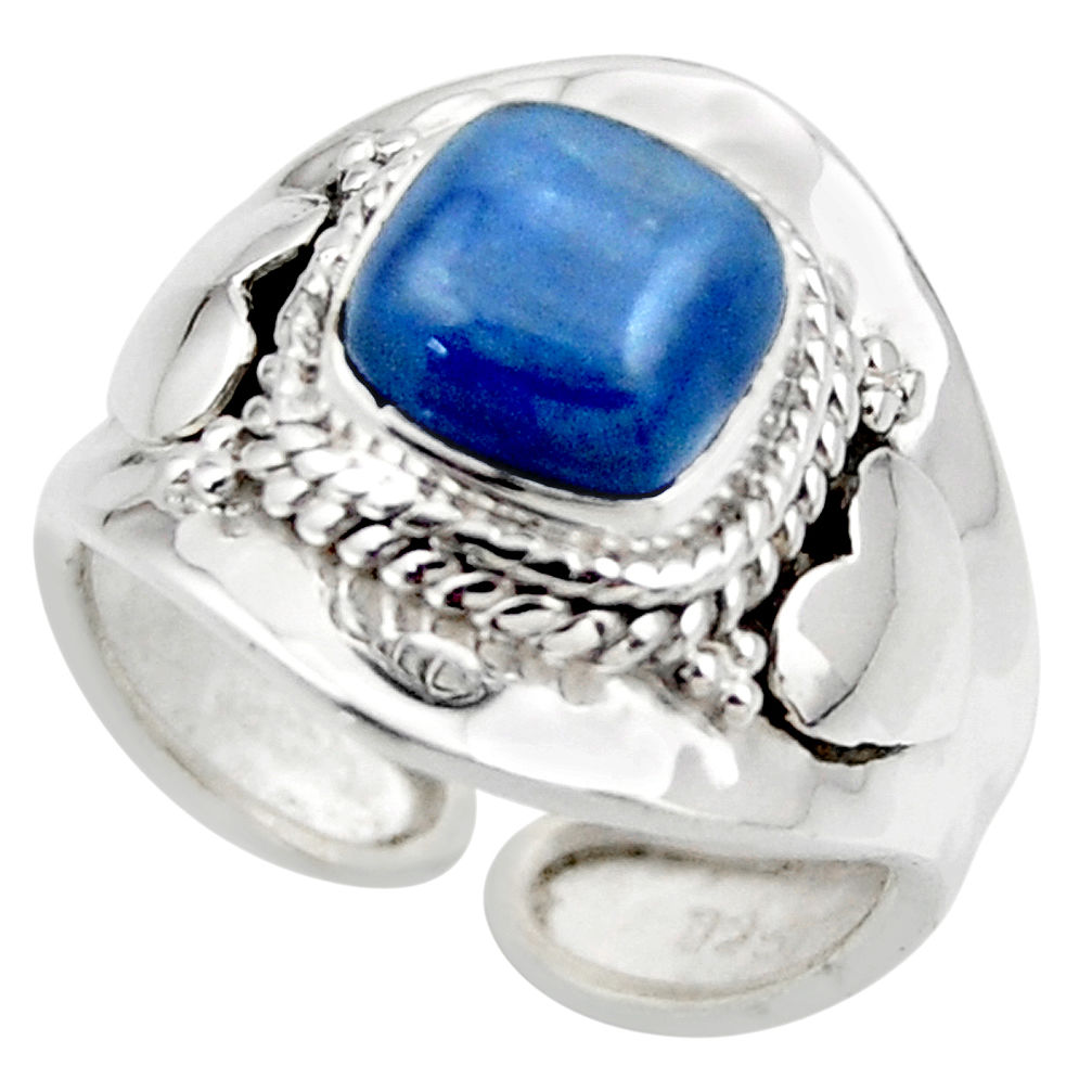 925 silver 3.13cts solitaire natural blue kyanite adjustable ring size 8 r49589