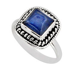 925 silver 3.07cts solitaire natural blue kyanite square ring size 7.5 y75145