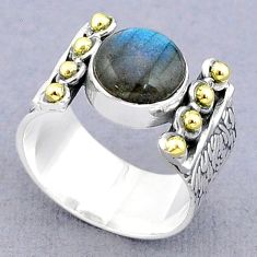925 silver 6.07cts solitaire natural blue labradorite band ring size 8.5 u29557