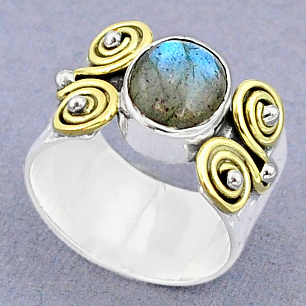 925 silver 4.56cts solitaire natural blue labradorite band ring size 7.5 u29597