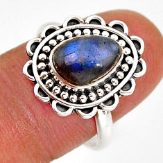 925 silver 2.66cts solitaire natural blue labradorite fancy ring size 8 y79398