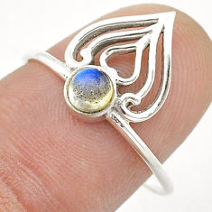 925 silver 0.52cts solitaire natural blue labradorite heart ring size 8.5 u55549