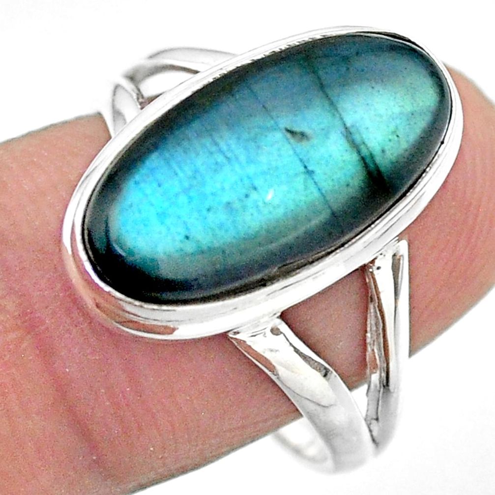 925 silver 7.83cts solitaire natural blue labradorite oval ring size 9 t29235