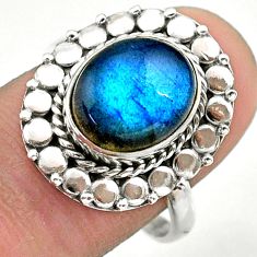 925 silver 5.38cts solitaire natural blue labradorite oval ring size 9 t39875