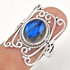 925 silver 5.34cts solitaire natural blue labradorite oval ring size 9 t91079