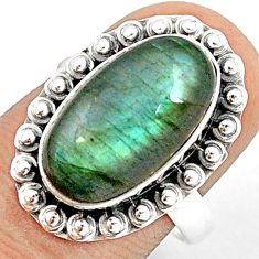925 silver 7.63cts solitaire natural blue labradorite oval ring size 6.5 u27783