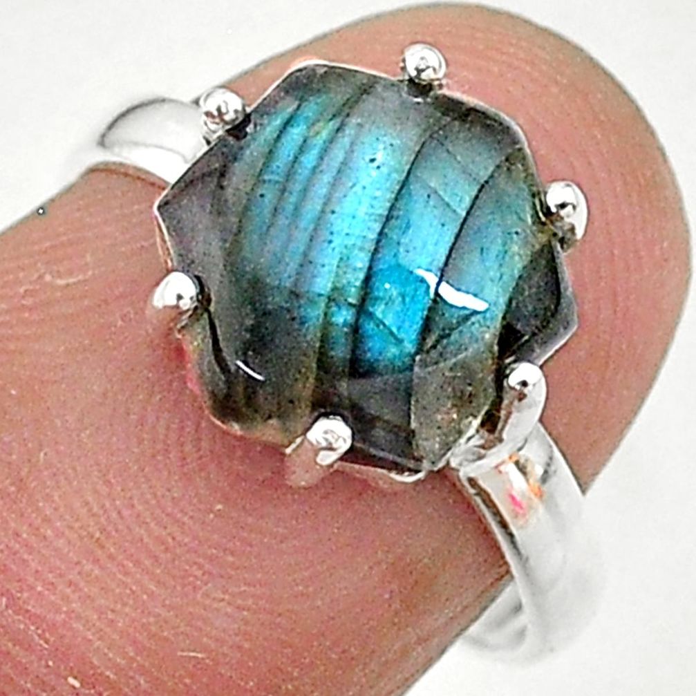 925 silver 5.11cts solitaire natural blue labradorite ring jewelry size 7 t11120