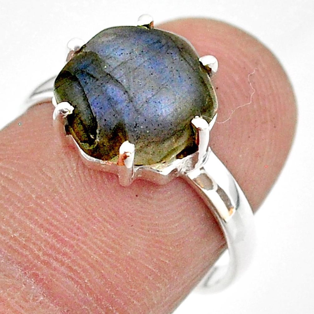 925 silver 4.98cts solitaire natural blue labradorite ring jewelry size 7 t43051