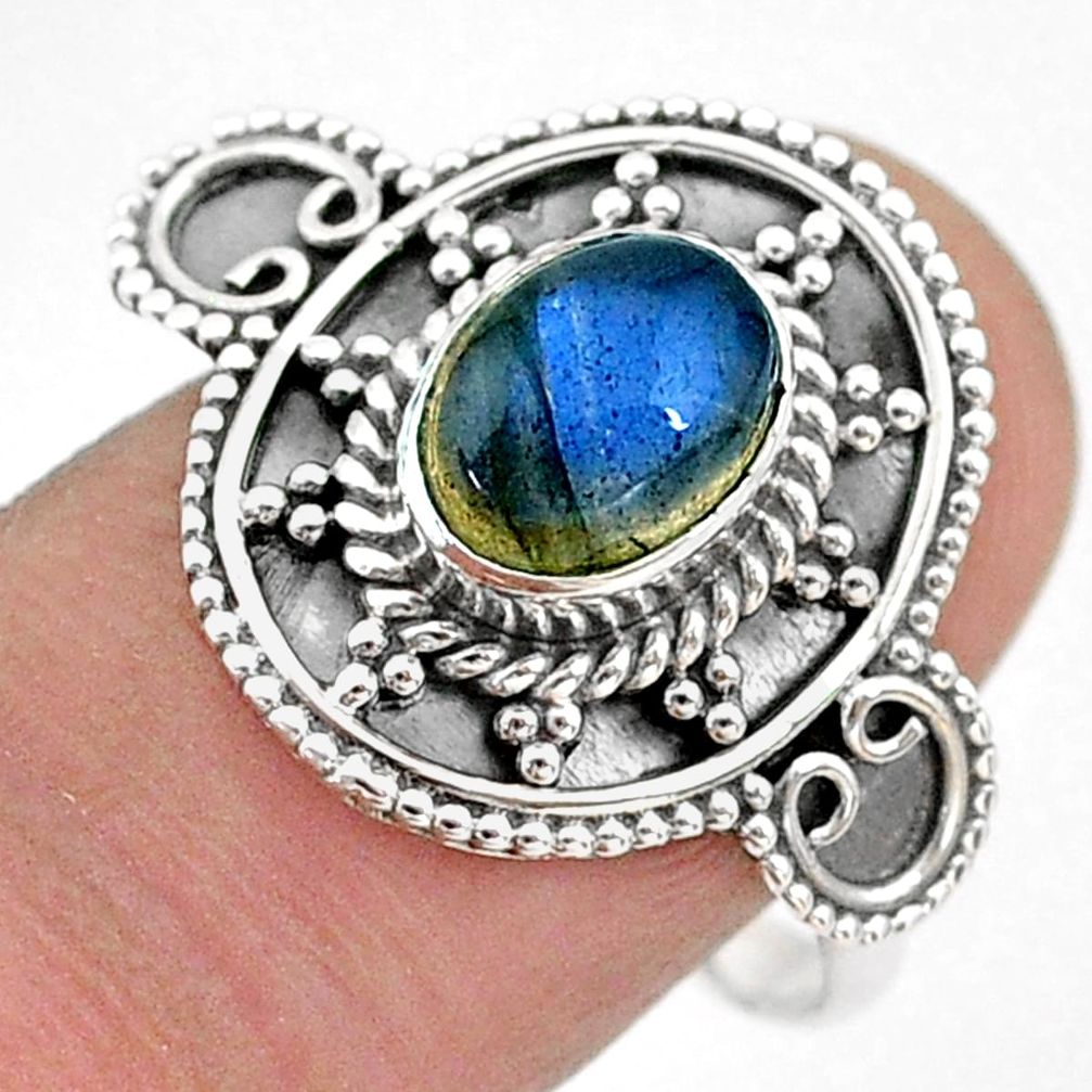 925 silver 2.03cts solitaire natural blue labradorite ring jewelry size 8 t43789