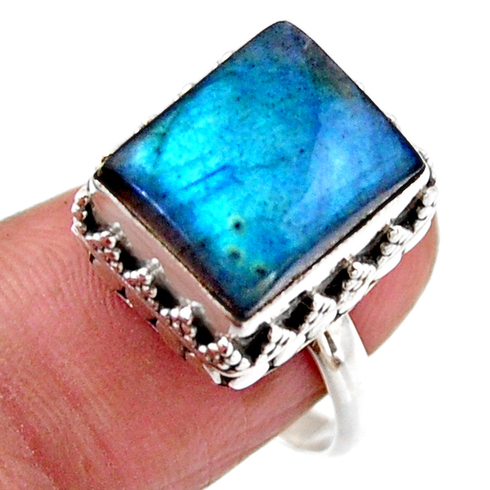 925 silver 5.01cts solitaire natural blue labradorite ring size 7.5 r51534