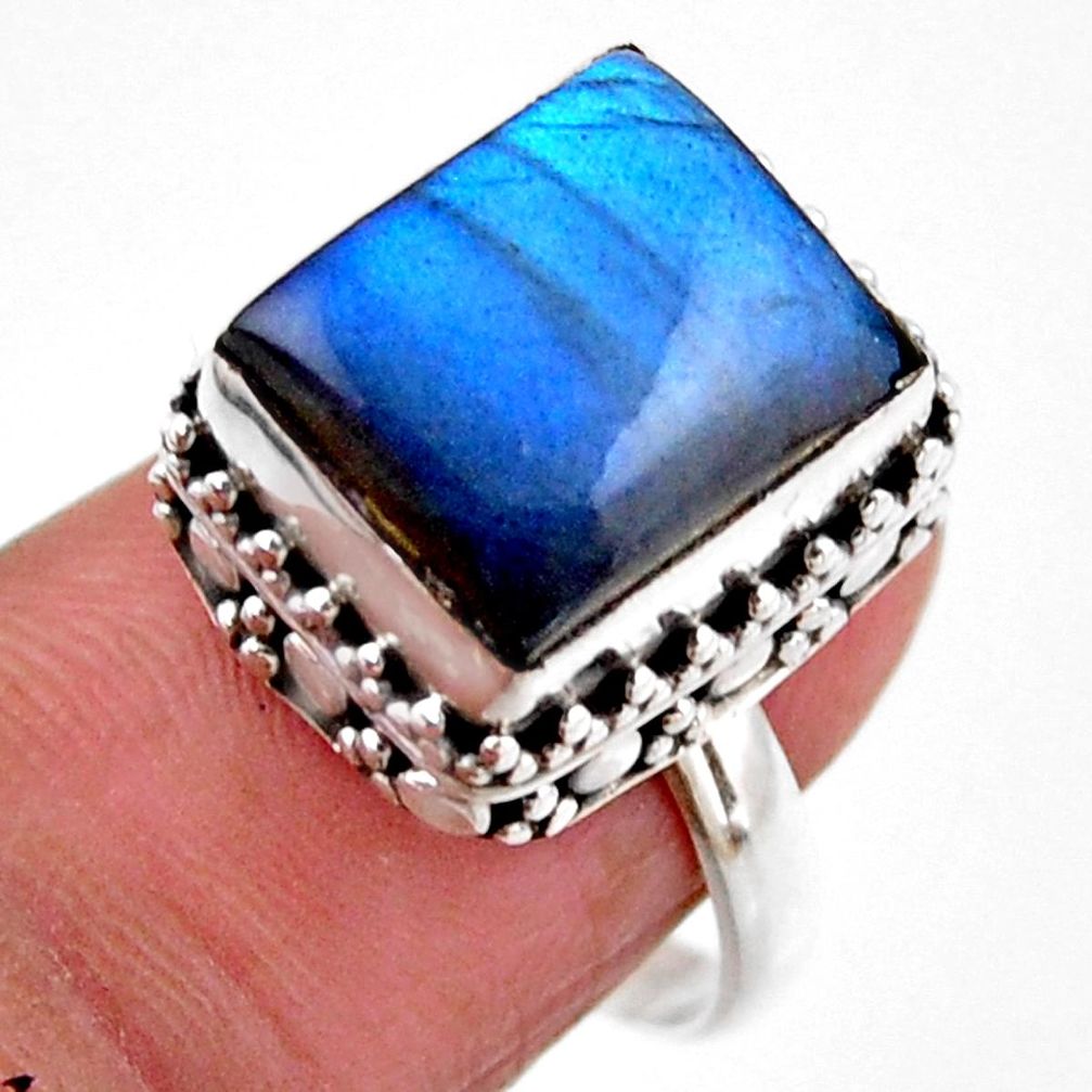 925 silver 5.12cts solitaire natural blue labradorite ring size 7.5 r51553