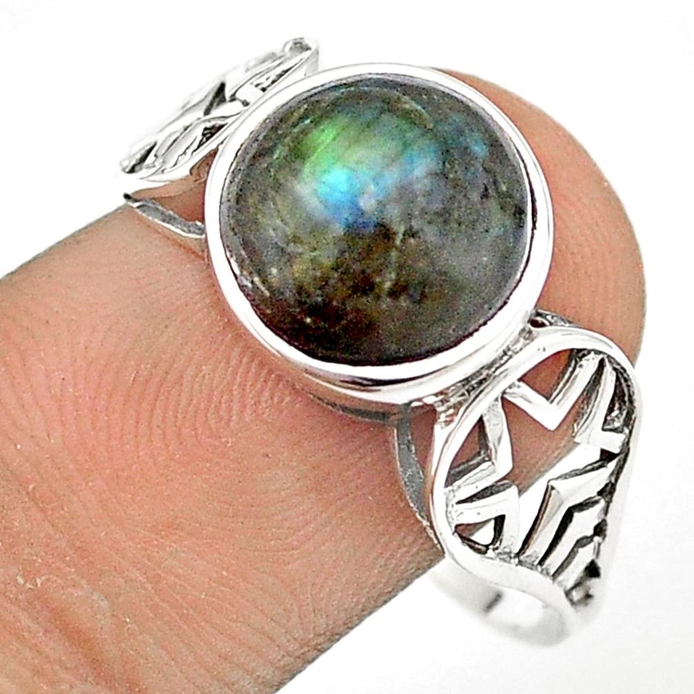 925 silver 5.38cts solitaire natural blue labradorite ring size 11.5 u24349