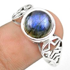 925 silver 5.31cts solitaire natural blue labradorite ring size 12.5 u24354