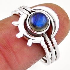 925 silver 0.94cts solitaire natural blue labradorite round ring size 7.5 n32936