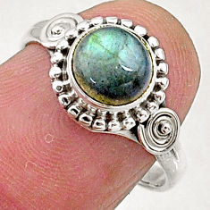 925 silver 2.72cts solitaire natural blue labradorite round ring size 7 t5077