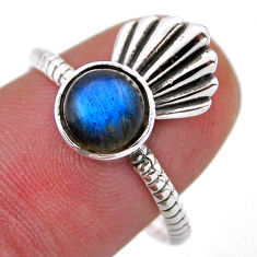 925 silver 2.49cts solitaire natural blue labradorite round ring size 9 n49879