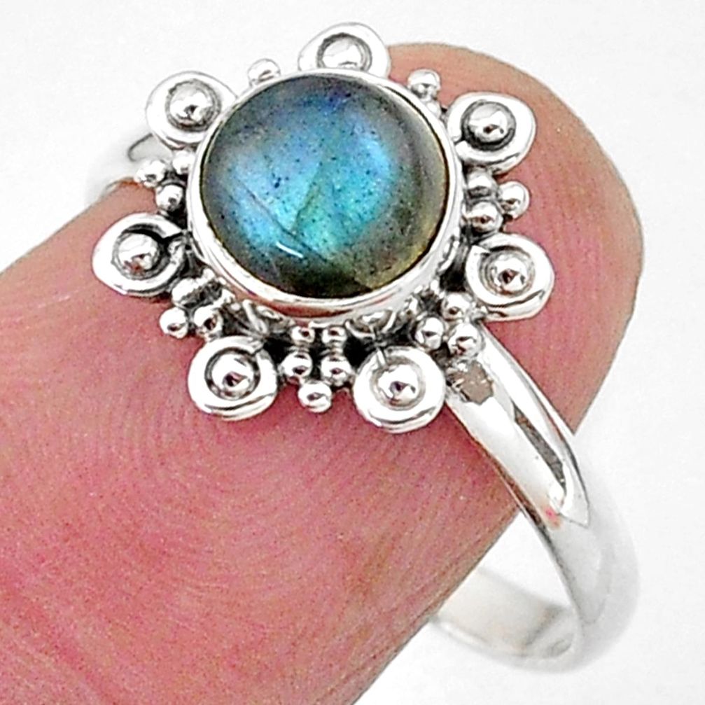 925 silver 2.56cts solitaire natural blue labradorite round ring size 9 t11320