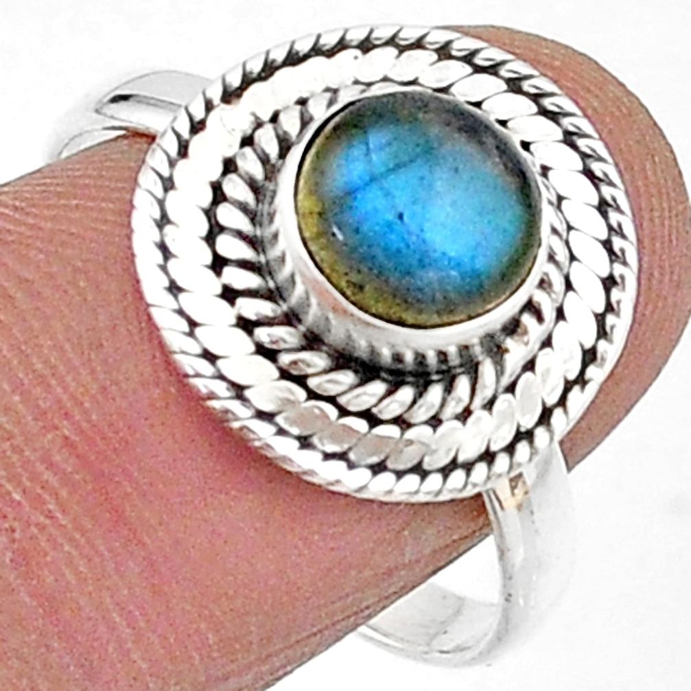 925 silver 2.41cts solitaire natural blue labradorite round ring size 9 t15718