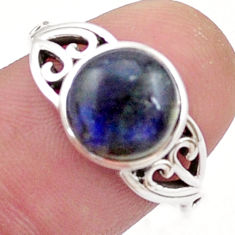 925 silver 4.91cts solitaire natural blue labradorite round ring size 7.5 u49776