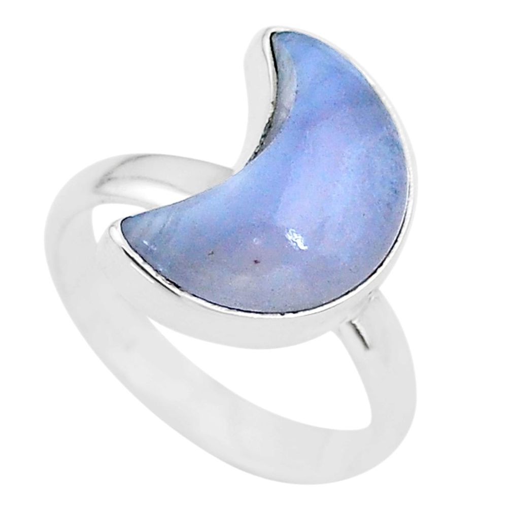 925 silver 6.03cts moon natural blue lace agate fancy ring size 6.5 t22056