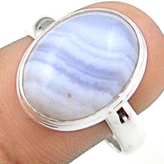 925 silver 10.79cts solitaire natural blue lace agate oval ring size 9 u11900