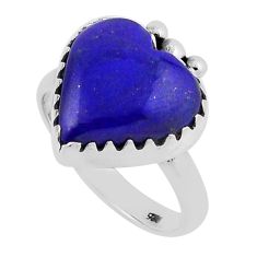 925 silver 8.44cts solitaire natural blue lapis lazuli heart ring size 7 n32316