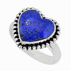 925 silver 8.65cts solitaire natural blue lapis lazuli heart ring size 8 y78253