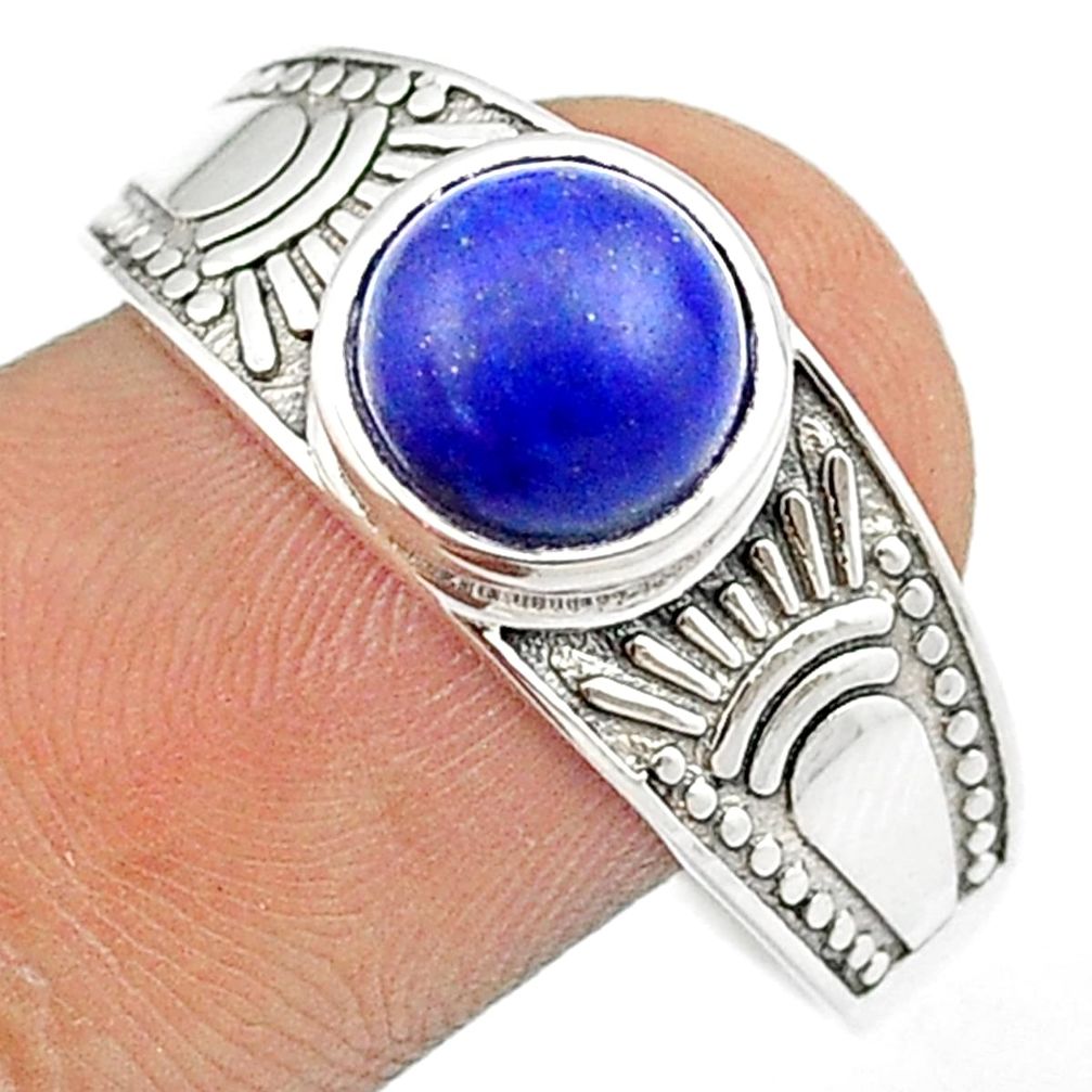 925 silver 3.26cts solitaire natural blue lapis lazuli mens ring size 12 u24163