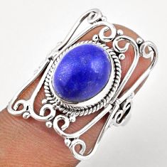 925 silver 5.07cts solitaire natural blue lapis lazuli oval ring size 7 t91050