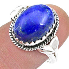 925 silver 5.94cts solitaire natural blue lapis lazuli oval ring size 8 u51455