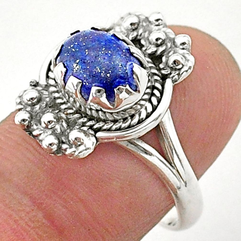 925 silver 2.98cts solitaire natural blue lapis lazuli oval ring size 7.5 t40658