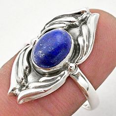 925 silver 3.31cts solitaire natural blue lapis lazuli oval ring size 8.5 t40675