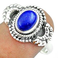 925 silver 2.01cts solitaire natural blue lapis lazuli oval ring size 7.5 u7586