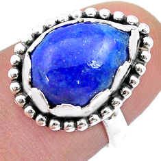 925 silver 5.97cts solitaire natural blue lapis lazuli pear ring size 6 u51457