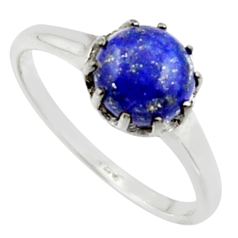 925 silver 2.72cts solitaire natural blue lapis lazuli ring size 8.5 r40544