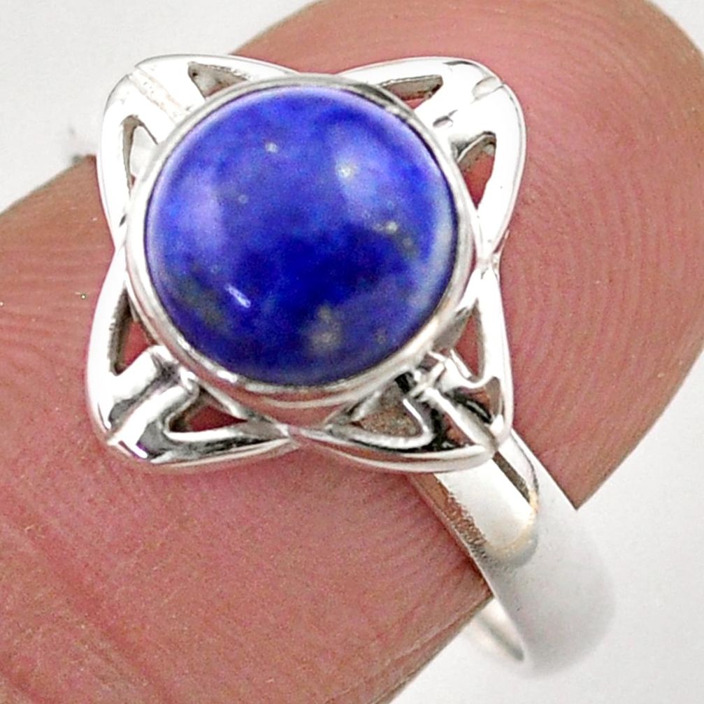 925 silver 3.22cts solitaire natural blue lapis lazuli ring size 8 t89498