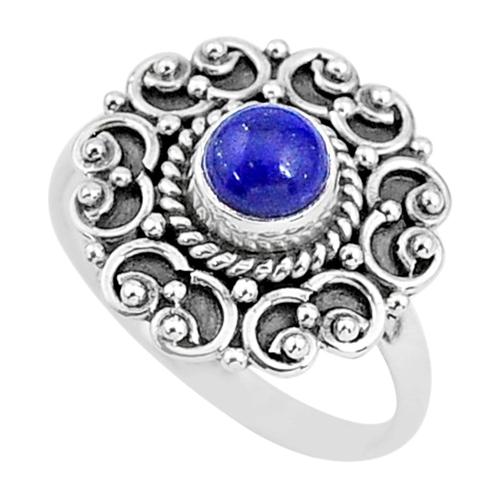 925 silver 0.82cts solitaire natural blue lapis lazuli ring size 5.5 t4000