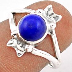 925 silver 2.58cts solitaire natural blue lapis lazuli round ring size 6 t86731