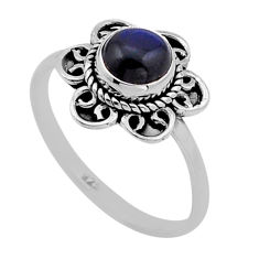 925 silver 1.27cts solitaire natural blue lapis lazuli round ring size 7 n52644