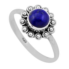 925 silver 1.08cts solitaire natural blue lapis lazuli round ring size 8 n47146