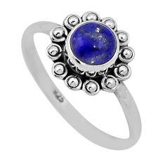 925 silver 1.09cts solitaire natural blue lapis lazuli round ring size 8 n47156
