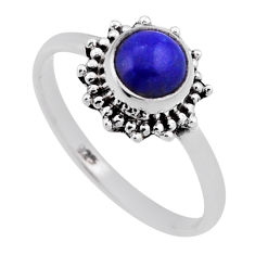 925 silver 1.02cts solitaire natural blue lapis lazuli round ring size 8 n47286