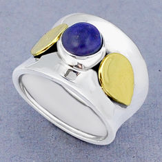 925 silver 2.27cts solitaire natural blue lapis lazuli round ring size 8 y3523