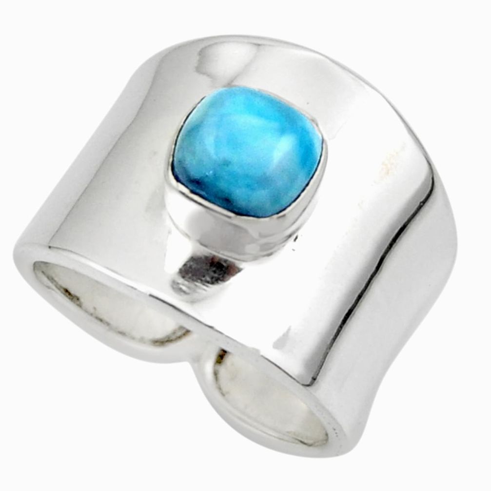 925 silver 2.51cts solitaire natural blue larimar ring jewelry size 7 r49871
