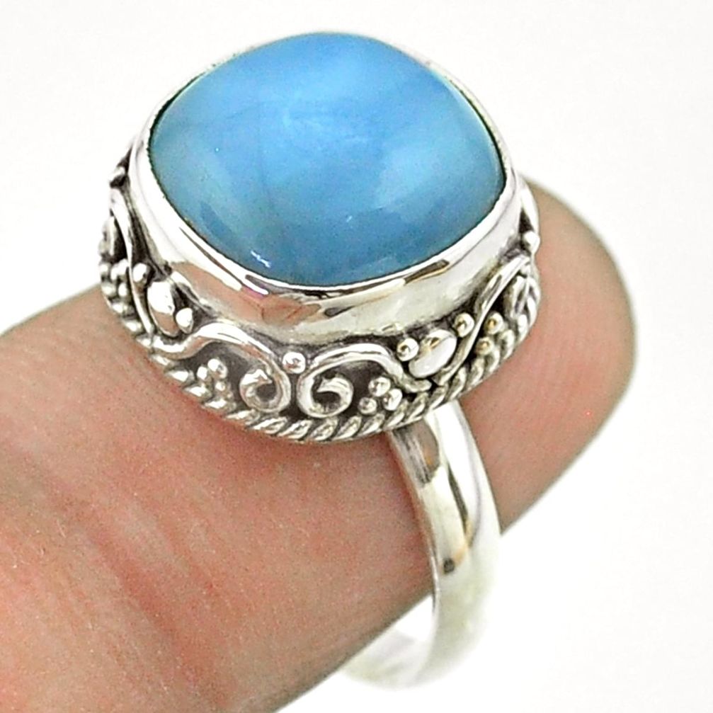 925 silver 6.55cts solitaire natural blue owyhee opal cushion ring size 7 t55877