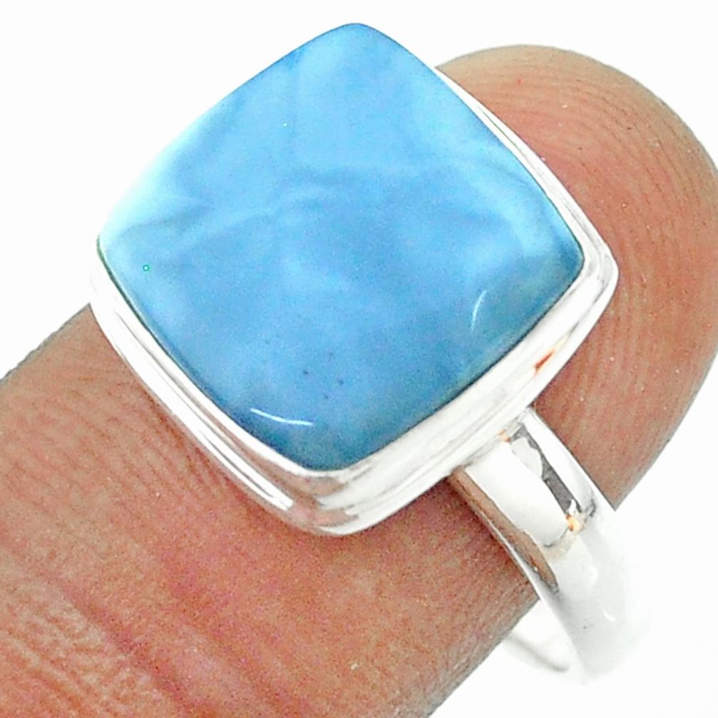 925 silver 6.53cts solitaire natural blue owyhee opal cushion ring size 9 t54031