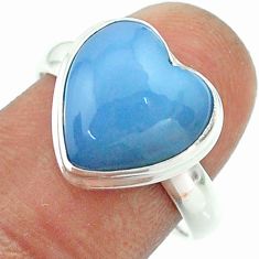 925 silver 6.72cts solitaire natural blue owyhee opal heart ring size 8 t55076